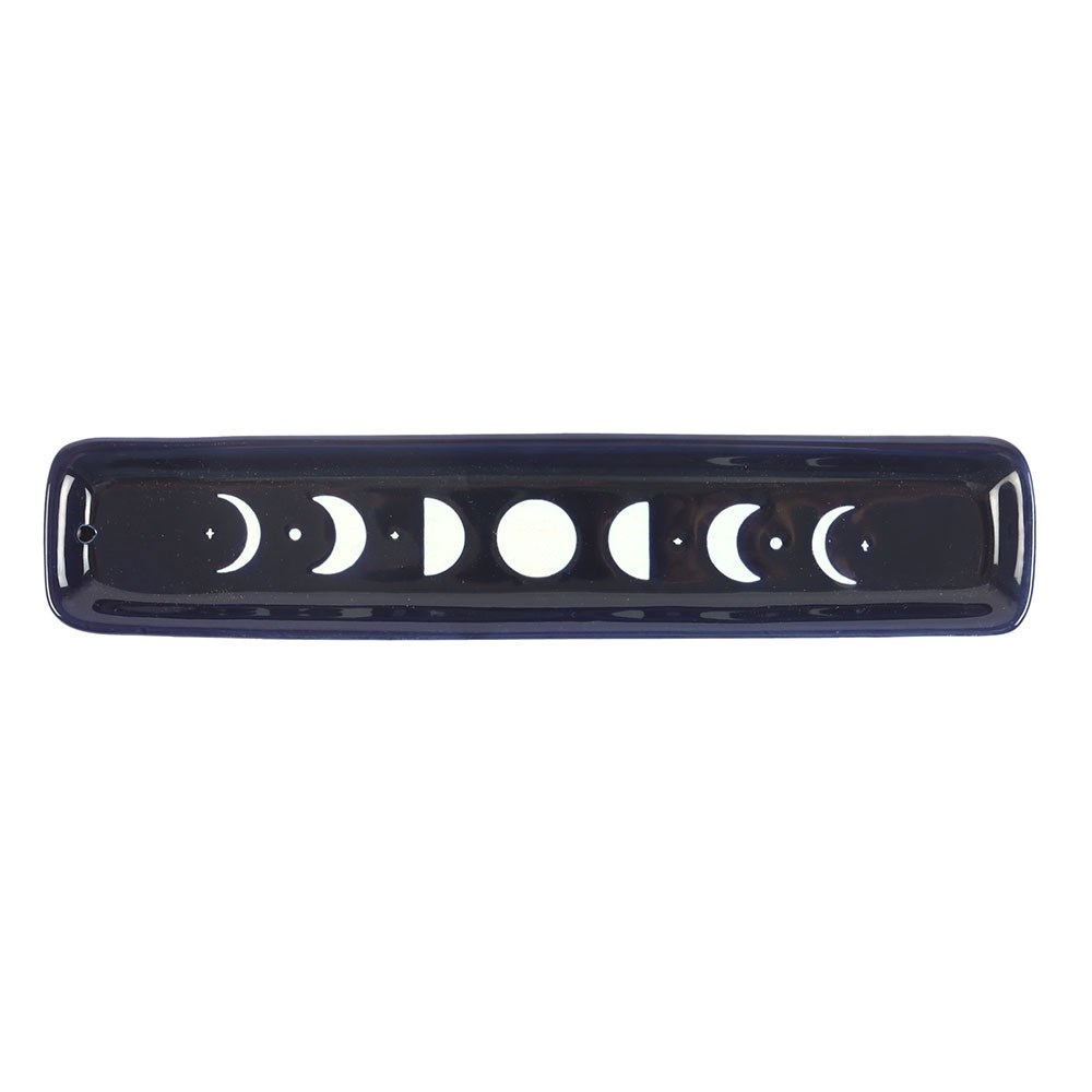 Something Different - Blue Moon Phase Ceramic Incense Ash Catcher Porteencens - Bleu